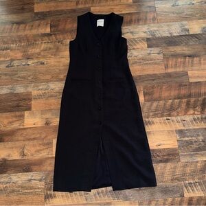 Abercrombie & Fitch Black Button-Down Midi Dress